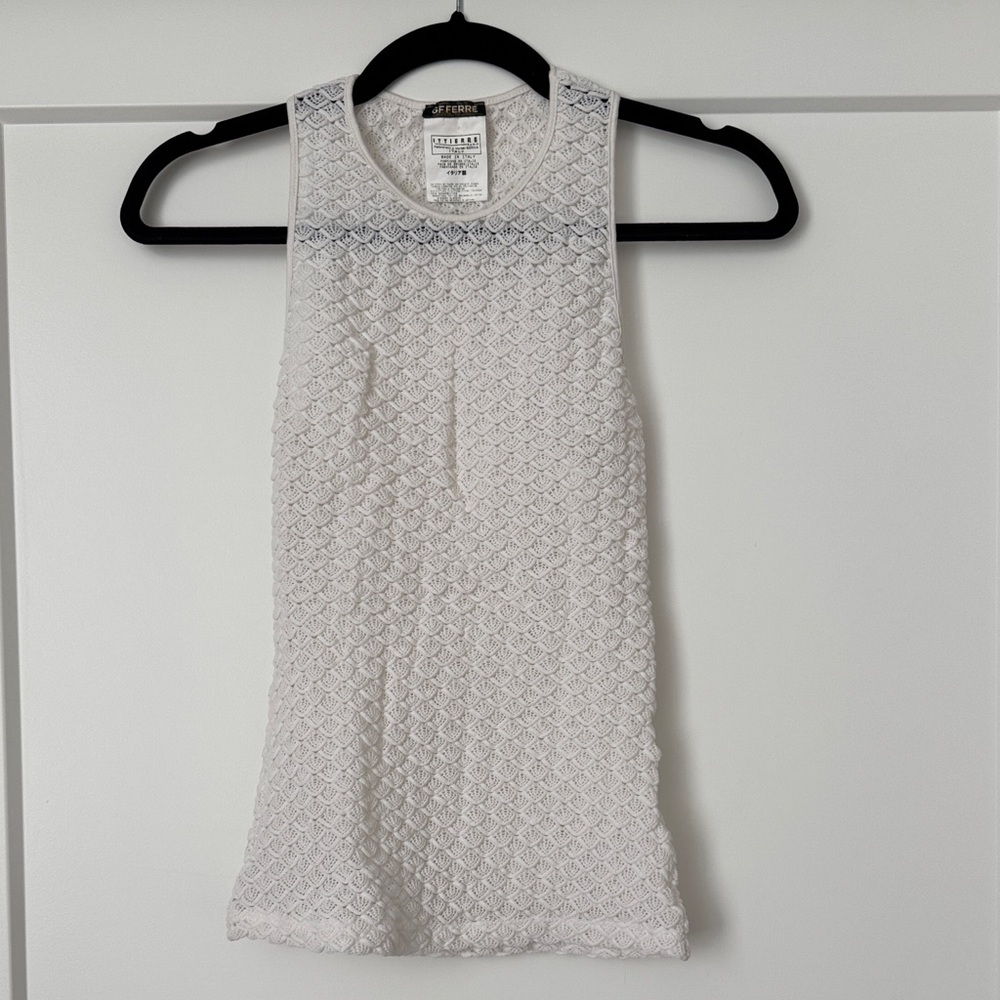 Gianfranco Ferre White Textured Tank Top